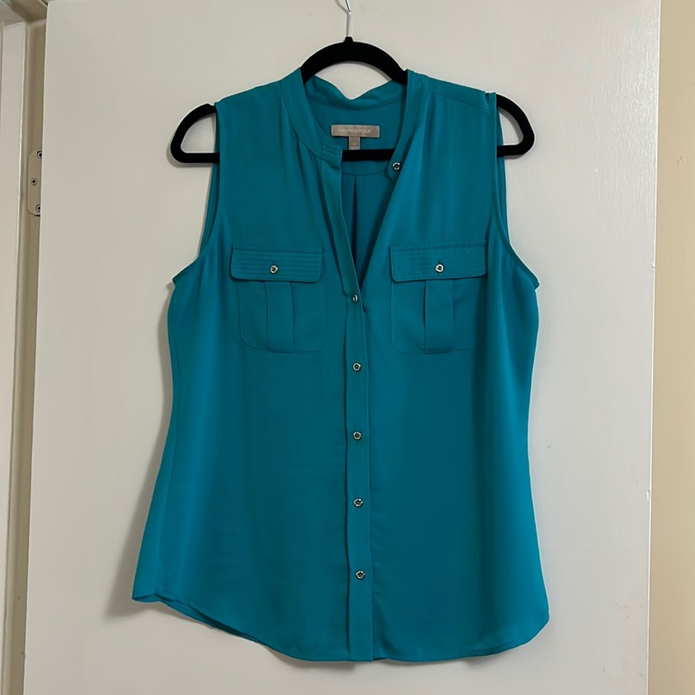 Banana Republic Teal Blue Sleeveless Blouse
